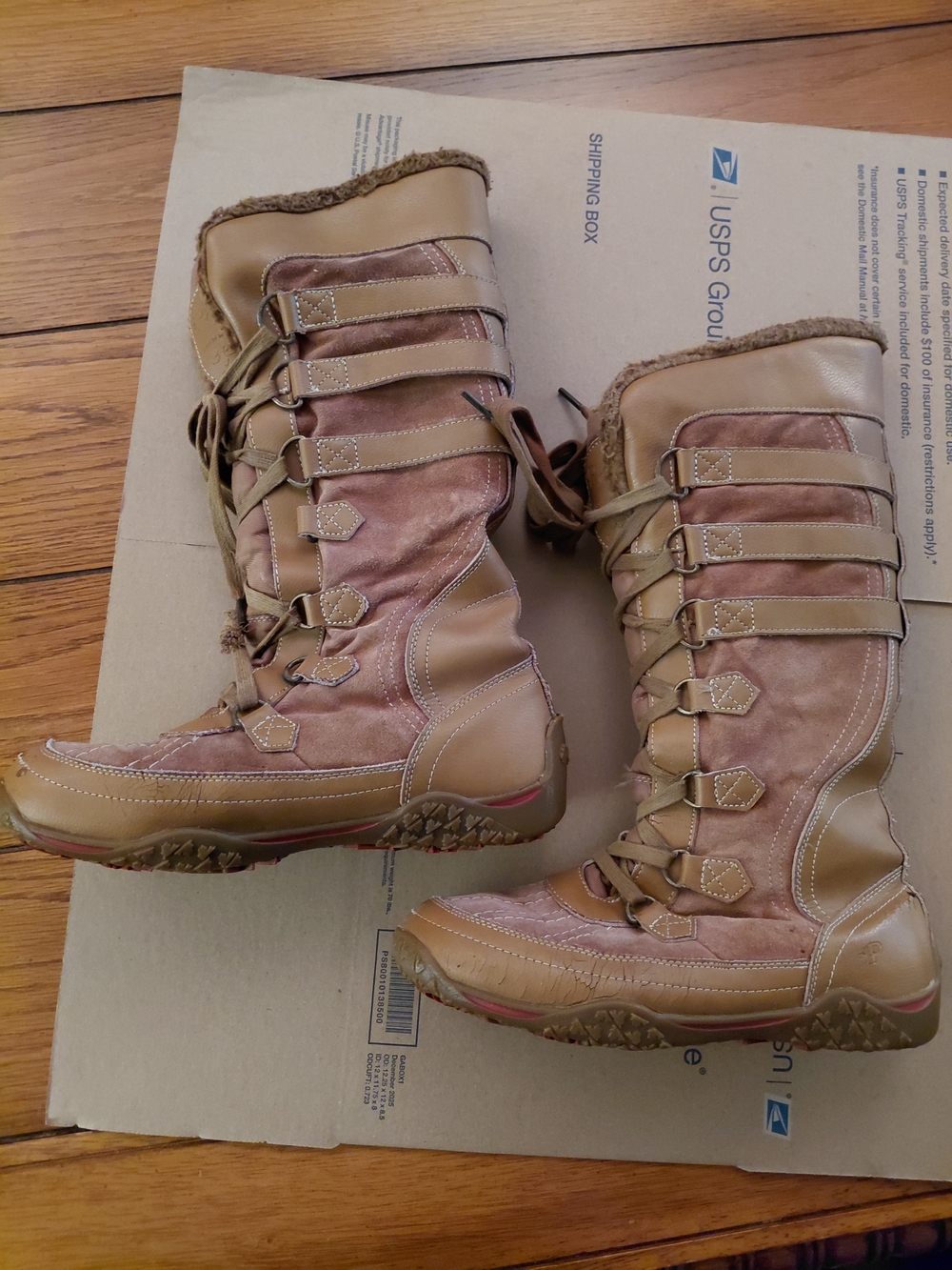 Pajar Tan and Brown Suede Winter Lace-Up Boots